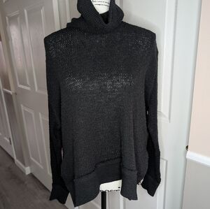 We The Free Black Chunky Knit Turtleneck Sweater